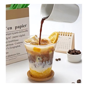 Custom <span class=keywords><strong>Cute</strong></span> Logo Printing Limpar Descartável Em Forma De U Copo De Plástico Copo De Sobremesa De PET 12oz 16oz 22oz Copos De Suco De Café Com Tampa - Product Image 6