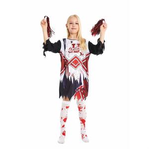 Halloween Trang Phục Trường Trung Học Cô Gái Trẻ Em Trang Phục Đầy Đủ Thiết Lập Kid Zombie Cheerleader Trang Phục Với Pom-Poms Vớ ZMHC-009