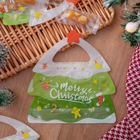 Pochette en plastique à fermeture éclair, imprimée en gravure, résistante à l'humidité, pour cadeaux d'enfants, bonbons, biscuits, fruits secs, support d'arbre de Noël découpé