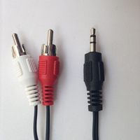Kabel Audio Video 3.5mm Jack Aux ke 2 RCA Stereo Y Splitter Kabel Adaptor AV 2RCA Untuk PC DVD TV VCR Speaker