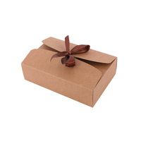Boîte en papier kraft rectangulaire, nœud papillon, emballage alimentaire, boîte cadeau d'affaires en stock