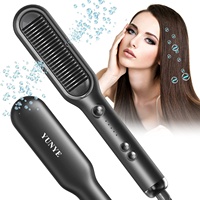 Peigne à cheveux ionique de haute qualité, lisseur de couleur noir mat, 1 pièce