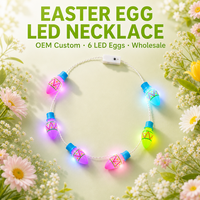 Collier LED œuf de Pâques en gros, 7 LED, lumineux dans le noir, pour fête de Pâques, concert, collier portable