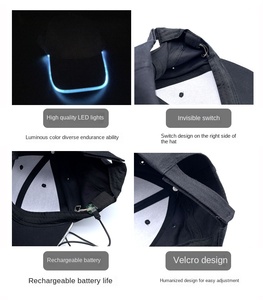 Custom LOGO Hip-hop Performance <b>Flash</b> Glow Party Hat Rave Accessories LED Hat <b>Light</b> up Baseball Led Cap - Product Image 5