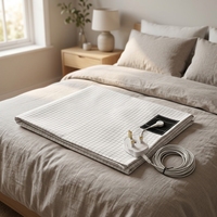 Drap de lit conducteur avec grille de mise à la terre, 10 % fibres d'argent, tissu en coton, literie de sommeil connectée à la terre