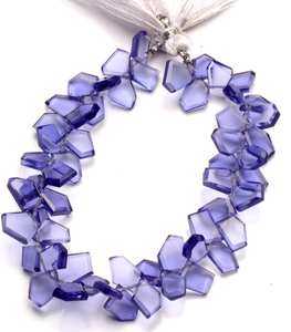 Tanzanite ลูกปัดหินเหลี่ยมเพชรพลอย8-10มม. สีควอทซ์พร้อมการเจาะด้านข้าง - Product Image 1