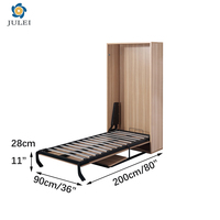 Lit Murphy électrique pliable JULEI, mécanisme de levage hydraulique, double moteur, cadre en métal, lattes en bois, robuste (capacité 250-400 kg)