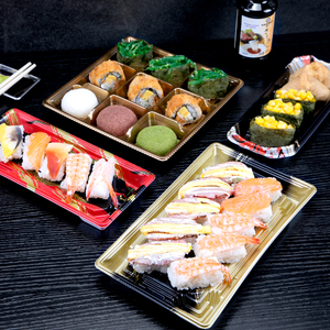 Nueva Caja de <span class=keywords><strong>Sushi</strong></span> Transparente Desechable con Tapa Alta para Comida Japonesa para Llevar, Impresa con Tapa - Product Image 1