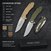 Couteau de poche tactique pliable EDC personnalisé OEM BSCI avec lame en acier D2 et manche en G10 avec clip