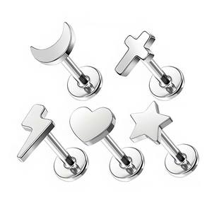 Geanodiseerde Platte Achterkant <span class=keywords><strong>Labret</strong></span> Oorbellen Piercing Palen Bar 16G Klassieke Vrouwen Jurk Intern Geregen Astm F136 Titanium Neus <span class=keywords><strong>Stud</strong></span> - Product Image 5