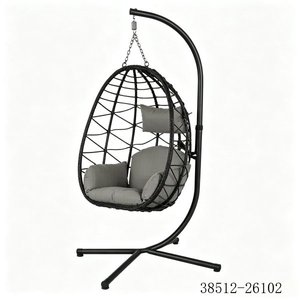 Rattan Hanging <b>Chair</b> With <b>Cushion</b> Outdoor Patio Swing Contemporary Design 38512-26102A - Product Image 3