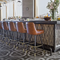 American Club Furniture Discothèque Lounge Retro Industrial Leather Button Chaise à dossier haut en métal Tabourets de bar pour la cuisine
