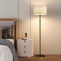 Lampe sur pied LED moderne avec base E27, corps en fer, abat-jour en tissu dimmable noir/blanc, CRI 90 élevé pour la maison et l'hôtellerie