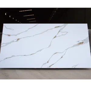 Tùy chỉnh thiết kế trắng Alabaster nhân tạo calacatta slab đá thạch anh cho bồn tắm nhà bếp bàn