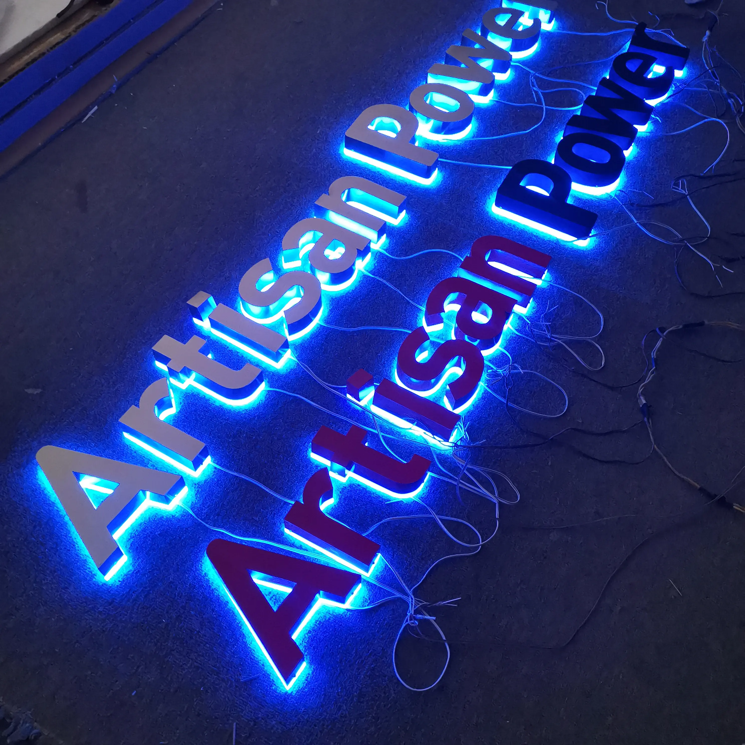 Popular Outdoor Indoor Metal Luminous Backlit Words Custom Blue Led Lighting Letter Backlit Led Sign Letter
