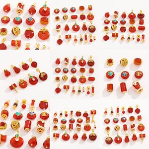 Nantong Chinese Style <b>Red</b> Agate Spacer Beads Copper Plated Gold DIY Jewelry Accessories <b>Bracelet</b> Necklace Charms - Product Image 4