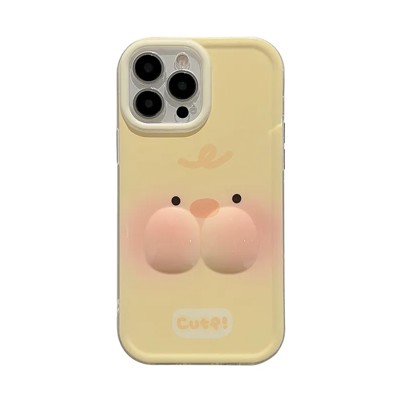 Sevimli küçük sarı ördek iPhone 14 15 13 Promax için uygun telefon kılıfı XS tutam ifade 12 Stereo 11 su geçirmez telefon kılıfı telefon kılıfı