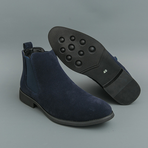 Stivali Chelsea da <span class=keywords><strong>Uomo</strong></span> di Lusso in Pelle PU Personalizzati Neri Blu con Tacco Alto Scarpe in Pelle Scamosciata - Product Image 3