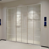 Porte coulissante d'entrée en verre trempé imperméable Deioux avec double couche de verre trempé pour les grands espaces ouverts