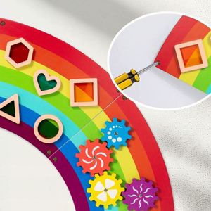 Toddlers Boys Girls Activities Games CPC Busy Board Wall Toy <b>Wooden</b> <b>Rainbow</b> Sensory Board <b>Rainbow</b> Sensory Wall Panel - Product Image 4