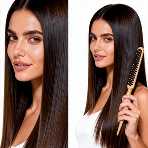 Nuevo Diseño, <span class=keywords><strong>Cepillo</strong></span> Desenredante de Cerdas de Jabalí con Logotipo Personalizado, <span class=keywords><strong>Cepillo</strong></span> para Alisar el Cabello de Acetato de Madera - Product Image 4