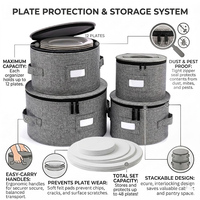 Boîte de rangement pour vaisselle, pliable, empilable, avec poignée, fermeture éclair, grande capacité, organisée, portable, pour la maison, les cuisines et les pique-niques