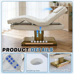 XFMC Acier Inoxydable Base Or Portable Lash Spa <span class=keywords><strong>Table</strong></span> De Massage Électrique Spa Professionnel Lit Cosmétique avec Fond LED Lumières - Product Image 3