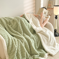 Couverture en polaire Sherpa double couche en taffetas jacquard et velours, épaisse et tissée, pour canapé et lit, idéale pour l'hiver