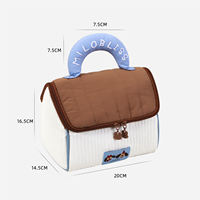 Pochette de maquillage tendance en toile matelassée à motif dessin animé, avec fermeture éclair, poignée souple et grande capacité, pour adolescentes, en petite série