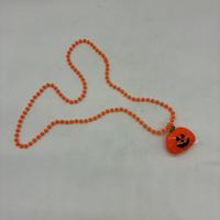 Collier lumineux d'Halloween avec grand pendentif citrouille orange, chaîne de perles, accessoire effrayant pour défilé festif