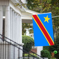 Drapeau de la République démocratique du Congo 3x5 Ft en polyester monocouche style fanion avec deux œillets en laiton pour décoration intérieure et extérieure
