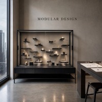 Vitrine de présentation de bijoux en acier inoxydable de luxe avec éclairage LED, dimensions personnalisables, design durable et respectueux de l'environnement