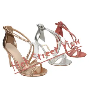 Eleganti sandali di diamanti cinghia della ragazza delle signore di alta moda scarpe tacco