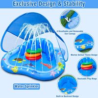 Flotteur gonflable en PVC pour piscine MAKE WAVES pour adultes, enfants et bébés avec parasol, arroseur et jeu de lancer d'anneaux, normes UE/USA