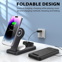 Chargeur sans fil magnétique de bureau pliable et réglable de nouveau design 3 en 1 costume de support de téléphone pour téléphone portable, montre, écouteurs