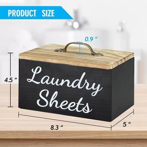 Wooden Laundry Sheets <b>Storage</b> Box With Lid And Handle Rectangle Solid Color 21x12x11cm Standing Type <b>Clothes</b> Box - Product Image 3