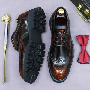 First Layer Rubber High-Grade Glossy Autumn Business Casual Square Toe Desert <b>Boots</b> Thick Sole Men's - Product Image 2