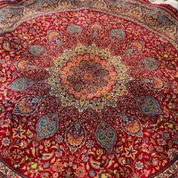 Tapis rond rouge persan à motif floral, tissé à la machine, en modal, avec franges, 150 cm, décoration de chambre, vente en gros