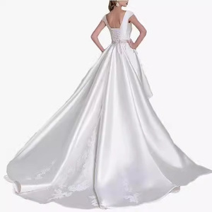 Satin Wedding Dress High Low Sweetheart Neckline White Polyester Fiber Banquet Nature Photoshoot Travel Photography - Product Image 2