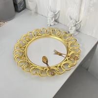Nouvelle assiette miroir ajourée de style européen-américain, plateau à fruits élégant avec bordure en dentelle, idéal pour les banquets et les dîners