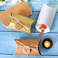 Boîte d'oreiller en papier kraft brun Kit de boîte de friandises pour bonbons Coffrets cadeaux Emballage cadeau de faveur de mariage avec corde