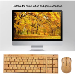 2.4G Wireless PC Keyboard and Wired Mouse Handcrafted Natural Wooden Office <b>Computer</b> <b>Accessories</b> Plug Play - Product Image 5