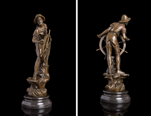 Statue de Capitaine Nautique Classique en Bronze DS-169, Sculpture de Timonier en Cuivre, Figurine de Capitaine Nautique Célèbre, Art <span class=keywords><strong>Antique</strong></span> Fait Main, <span class=keywords><strong>Statuette</strong></span> - Product Image 2