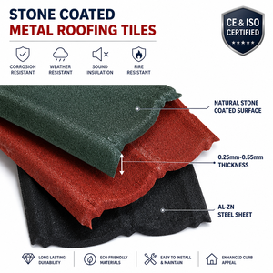 Lamiere Metalliche per Tetti Prezzi Convenienti, Tegole <span class=keywords><strong>in</strong></span> <span class=keywords><strong>Legno</strong></span> 0.4mm Nere, Tegole per Tetti Rivestite <span class=keywords><strong>in</strong></span> Pietra - Product Image 6