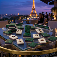 Jeu de Mahjong Américain 160 Tuiles Acryliques Thème Tour Eiffel Paris Cadeau de Luxe pour Femme Vente en Gros Personnalisé Prêt à Expédier Livraison Rapide