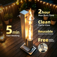 Chauffe-terrasse extérieur au granulés de bois en acier inoxydable HJ01 - Chauffage efficace, style luxueux, portable, durable et facile à assembler