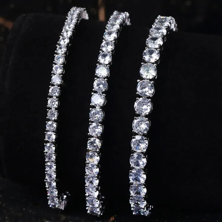 RINNTIN SB61 S925 Silver Tennis Chain Bracelets Jewelry Women Men Custom 2mm 3mm 4mm Iced Out Crystal CZ Diamond Tennis Bracelet