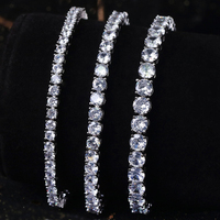 RINNTIN-pulsera de cadena de tenis de plata para hombre y mujer, brazalete personalizado de 2mm, 3mm, 4mm, cristal CZ, diamante