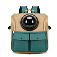 Sac à dos pour animaux de compagnie en polyester respirant, grande capacité, portable, avec fermeture éclair carrée, style capsule spatiale, pour les sorties
