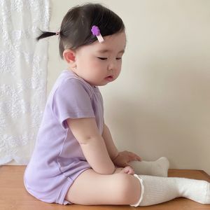 Nouveau-né Essentials 100% coton plaine fille vêtements 6-12 mois tricoté à manches courtes combinaison bébé barboteuse - Product Image 4